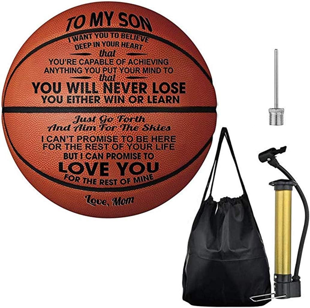 Engraved Basketball For Son - Personalized Basketball Indoor/Outdoor Game Ball For Son - To My Son You Will Never Lose Encouragement Gift for Graduation Birthday, Best Gift for Son (From Mom)