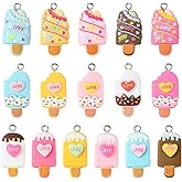 LiQunSweet 80 pcs 16 Styles Colorful Popsicle Theme Resin Charms Sweet Ice Cream Dessert Imitation Food Charms for DIY Jewelry Bracelet Necklace Earring Craft Keychain Accessory