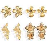 Gold Flower Earrings for Women Spring Sunflower Daisy Trendy Multi Style Layered Dangle Statement Earrings Daily Outfits Fashion Jewelry