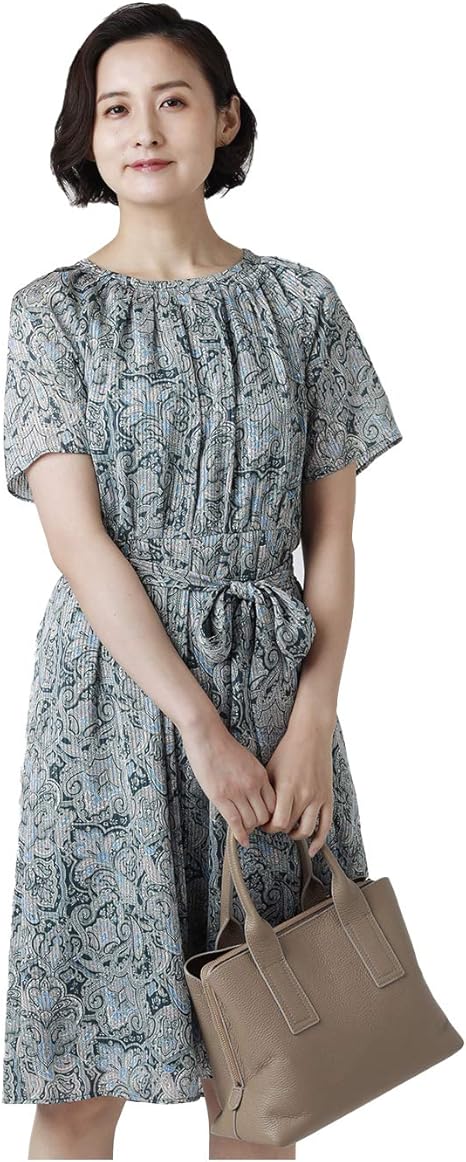 Amazon ニューヨーカー ワンピース シャドー ストライプ ペイズリー ラグラン スリーブ ワンピース チュニック 通販