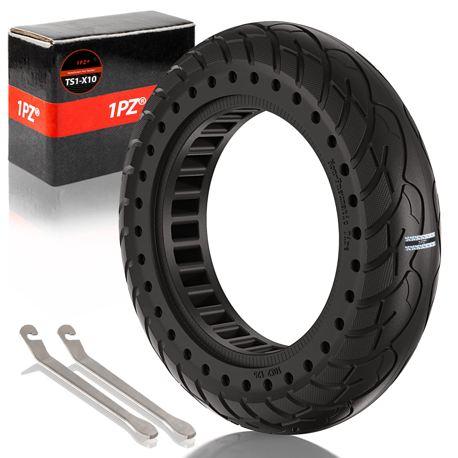 1PZ UK1-2ST 10 Inch 10x2.125 Honeycomb Solid Tire Tubeless Wheel Anti Explosion Replacement for 10 Inch Electric Scooter Xiaomi M365 Pro 1S Pro 2 Gotrax G4 with Tire Levers