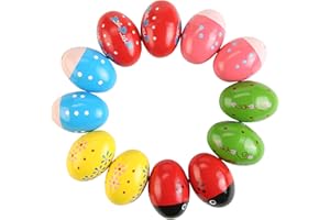 12Pcs Wooden Egg Shakers Hand Musical Maracas Percussion Instruments