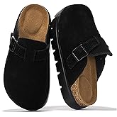 Project Cloud Chunky Kids Clogs – 100% Genuine Leather Clogs for Kids with Cork Footbed & Arch Support – Non-Slip Mules & Sandals for Girls Footwear (Little BentonChunky)