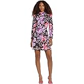 Donna Morgan Womens High Asymmetric Neck Long Sleeve Mini Dress
