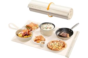 Food Warming Mat, FOHERE Food Warming Tray with Dual Zone Heating & Full Surface Heating, 4 Adjustable Temperature 3 Hours Ti