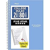 Five Star Spiral Notebook, 2 Subject, College Ruled Paper, 6" x 9.5", 80 Sheets, Blue (840029CG1)
