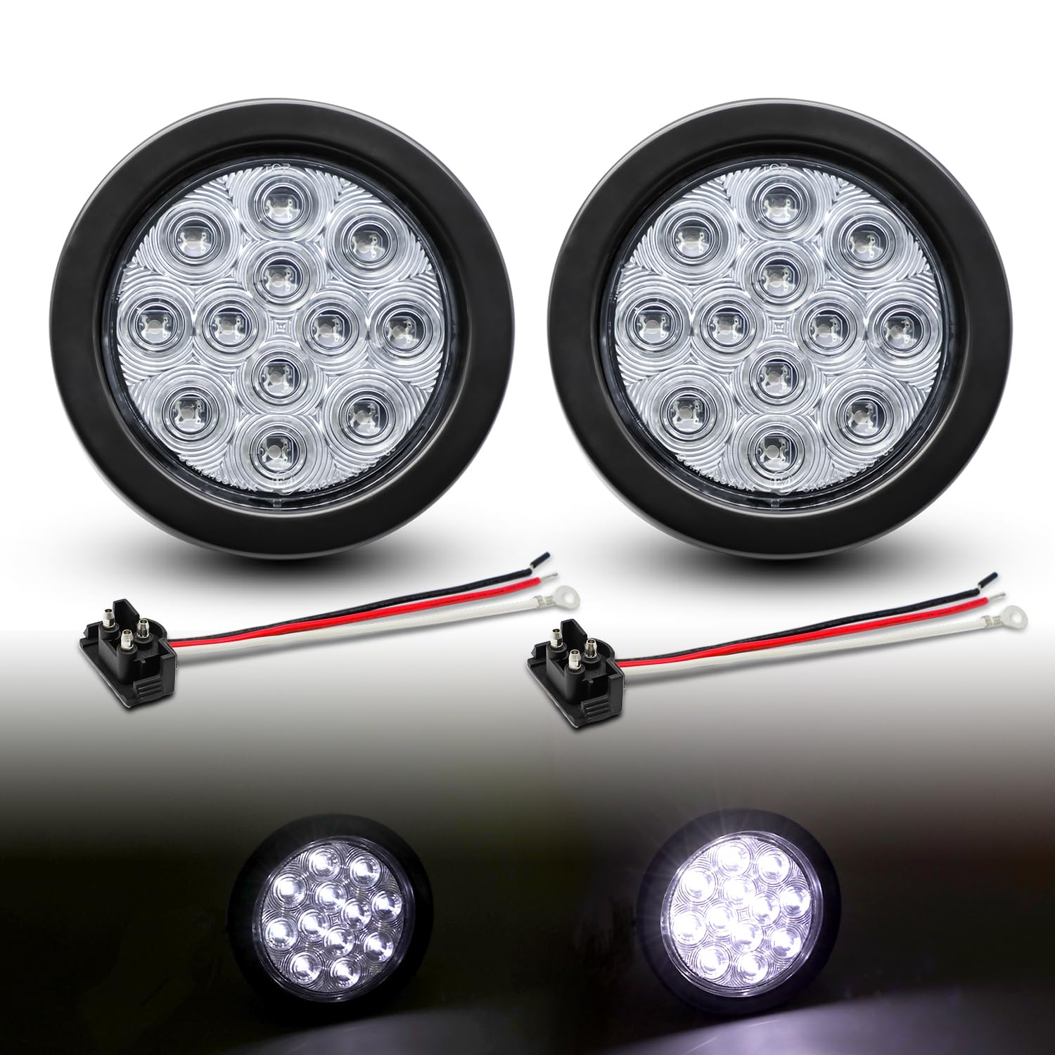 Photo 1 of **1 PC***TMH 2pcs 4 Inch 12 Super Bright LED Tail Turn Signal Indicator Light Marker Reverse Lamp Assembly Rubber Mount Grommet for Trucks Trailer Boat RV