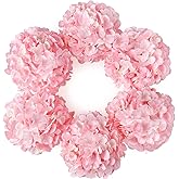 DuHouse Hydrangea Silk Flowers Artificial Flowers with Stem Fake Flower Heads for Wedding Centerpiece Home Decor Pack of 6 (Pink)