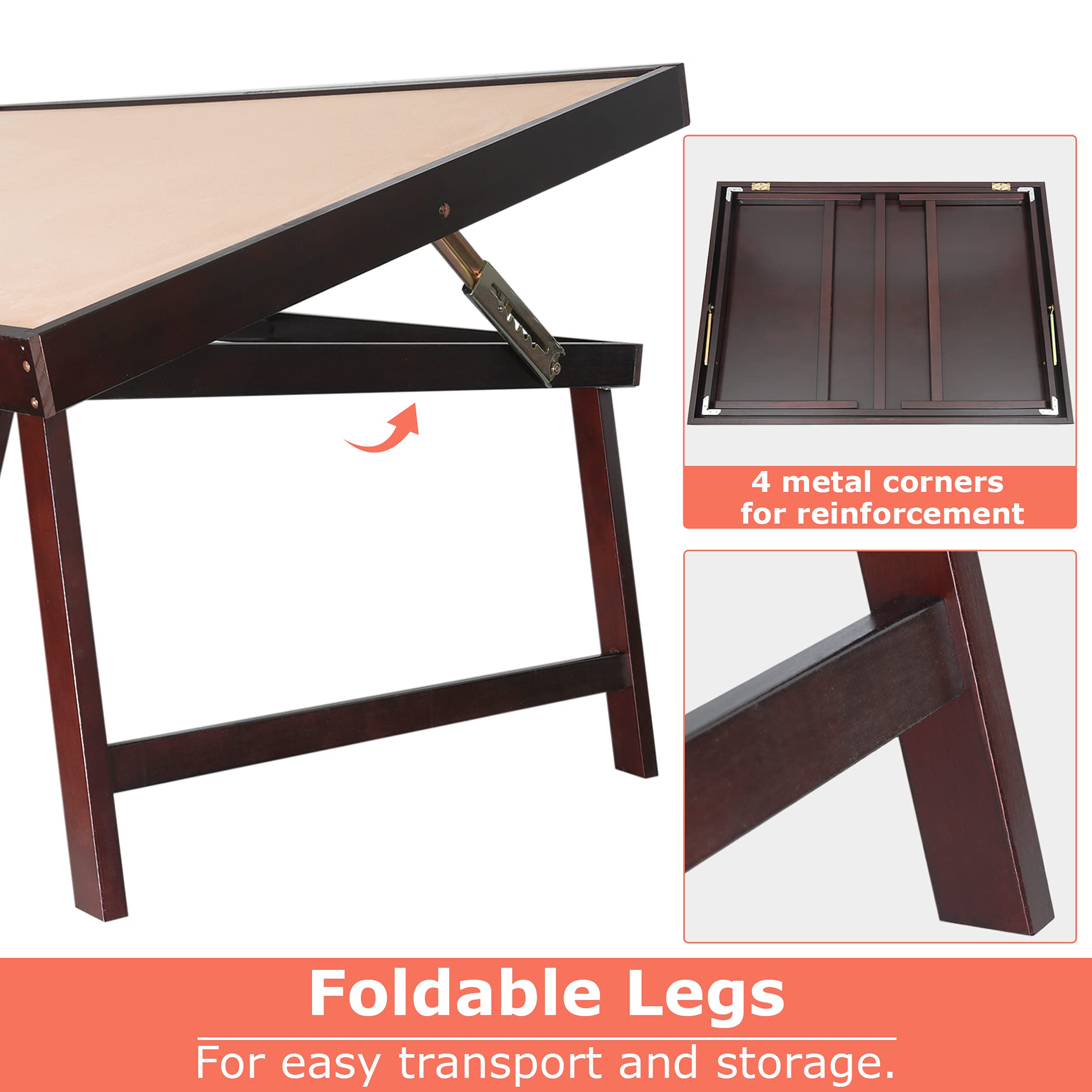 LAVIEVERT 1500 Piece Tilting Puzzle Table with Folding Legs, Adjustable Puzzle Board Easel with Non-Slip Tabletop, Large Portable Wooden Jigsaw Puzzle Table Puzzle Storage for Adults