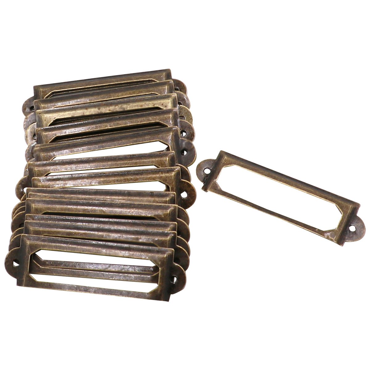 LGEGE 30pcs Brozen Tone Office Library File Drawer Tag Vintage Style Label Holder (60 x 17mm)