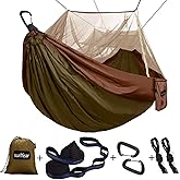 Sunyear Camping Hammock, Portable Single & Double Hammock with Net, 2 Person Hammock Tent with 2 * 10ft Straps, Best for Outd