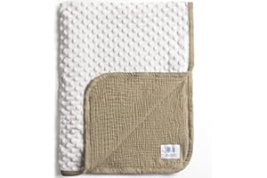 LULU MOON lulumoon Baby Blanket for Newborn Receiving: Minky Dot & Muslin Lightweight - Thermal Blanket Gift for Baby Shower & Hospital Welcoming 30"x40"（Olive）