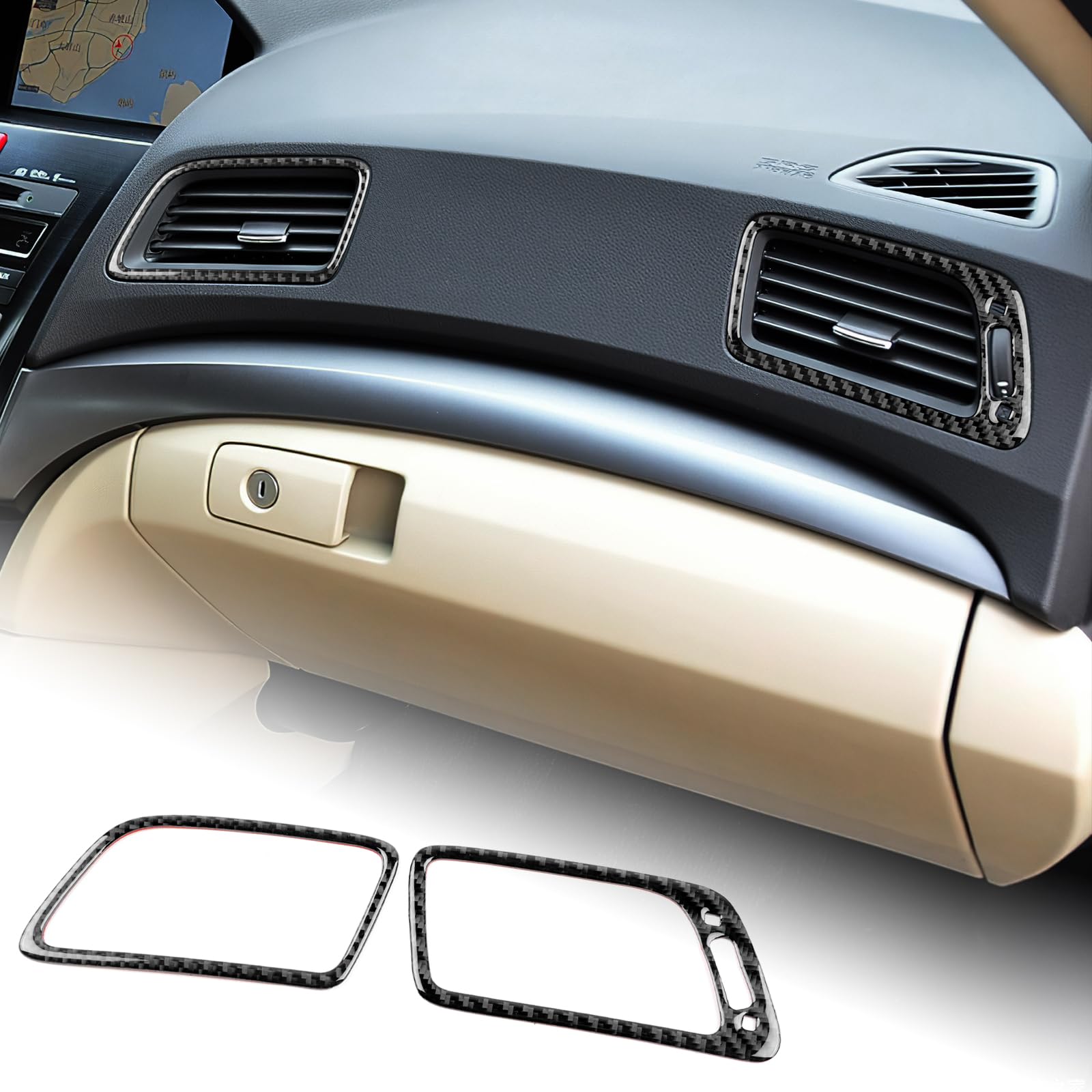Photo 1 of AIRSPEED for Acura ILX 2013-2022 Car Air Vent Outlet Cover Center Console Carbon Fiber Interior Trim Accessories, Black