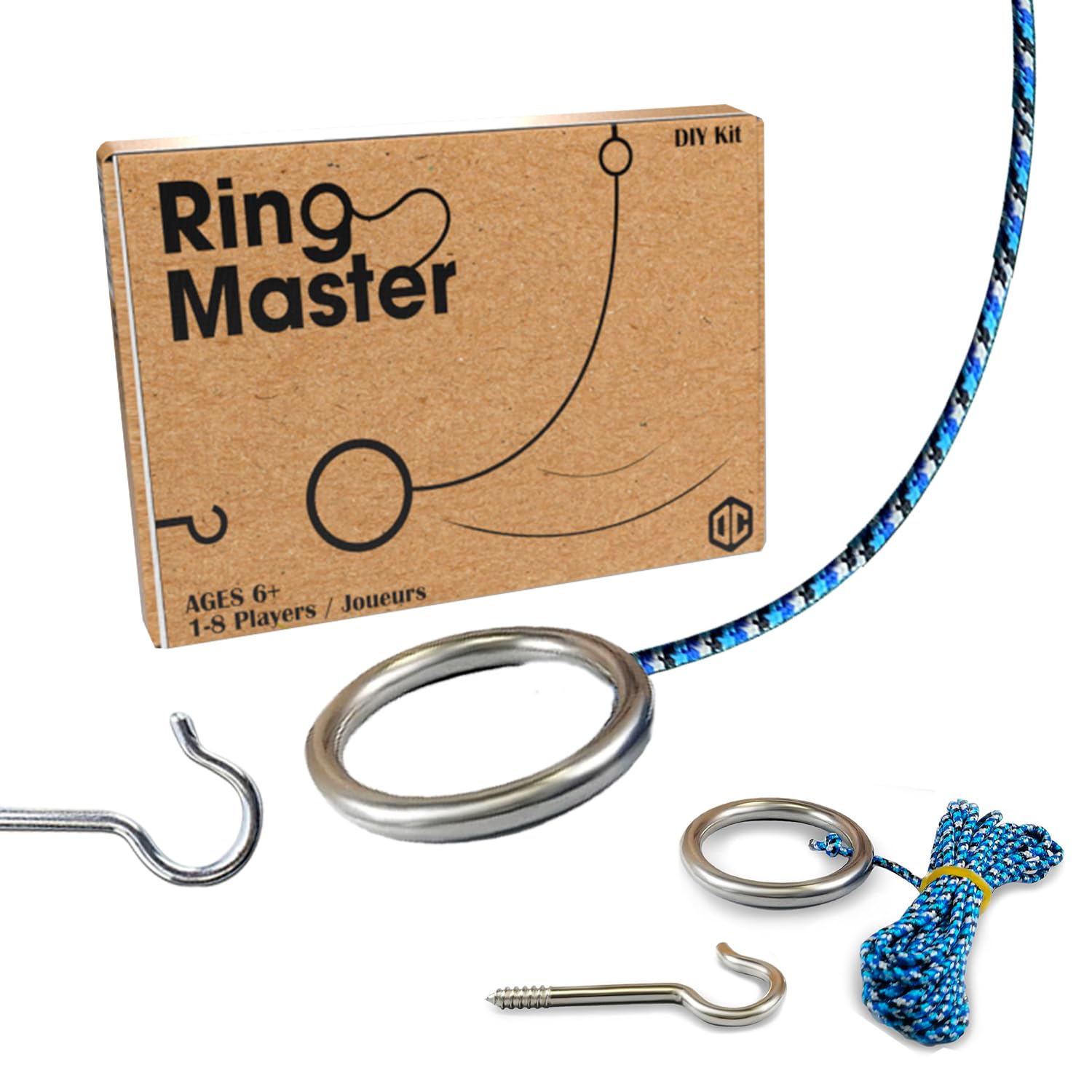 Ring Master® Game | Giant Ring Toss Skill Game | 3m Rope | Suspended Ring Throwing Game for Child & Adult | Indoor & Outdoor Games | 100% Fun Gift Idea | OriginalCorner®