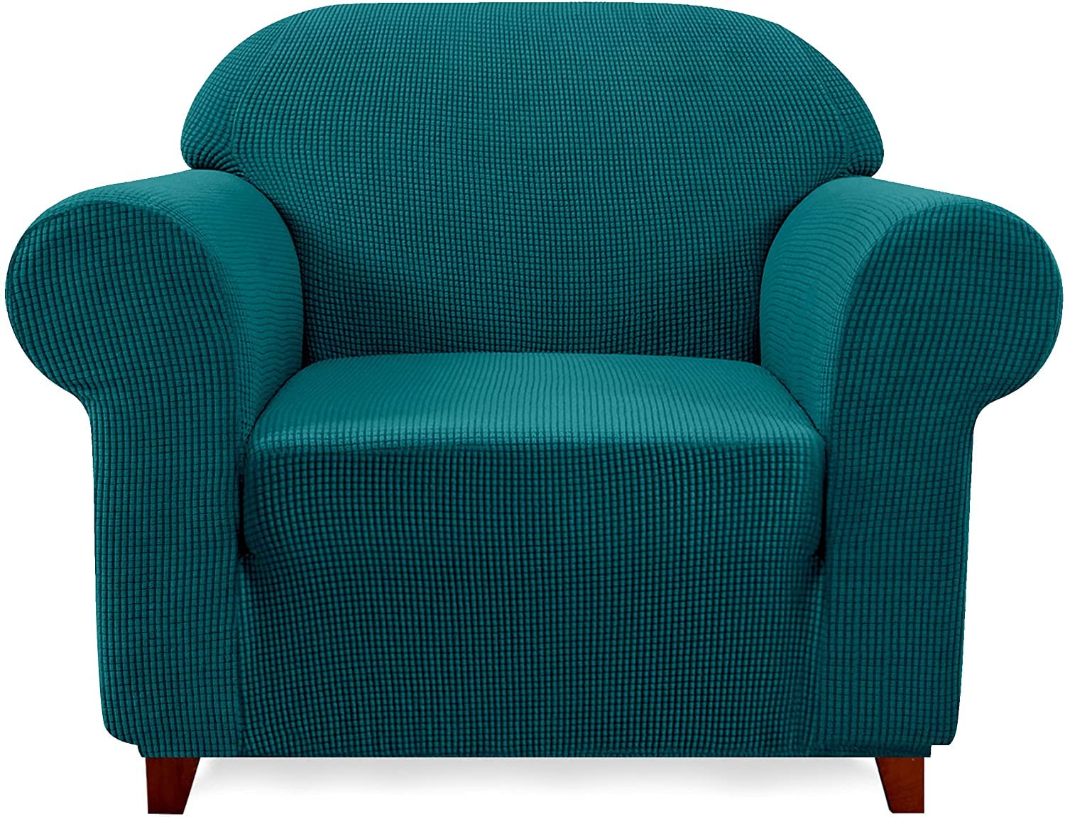 subrtex 1-Piece Stretch Sofa Cover 1-Seater Spandex Jacquard Fabric Slipcovers for Couch, Armchair, Machine Washabl Furniture Protector (Chair, Teal)
