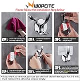 Wopeite Stainless Steel Adhesive Hooks Heavy Duty Coat Towel Holder No Drill view 6