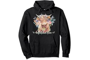 Cute Highland Cow Calf Highland Love Spring Pastel Pullover Hoodie