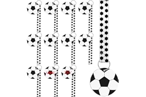 Eyourlife 12Pcs Soccer Ribbon Keychain, 5.5 in Soccer Wristlet Lanyard keychain With 2.75 in PVC DIY Name Id Soccer Card For Boys Girls Soccer Sports Eenthusiast Game Day Team Gift