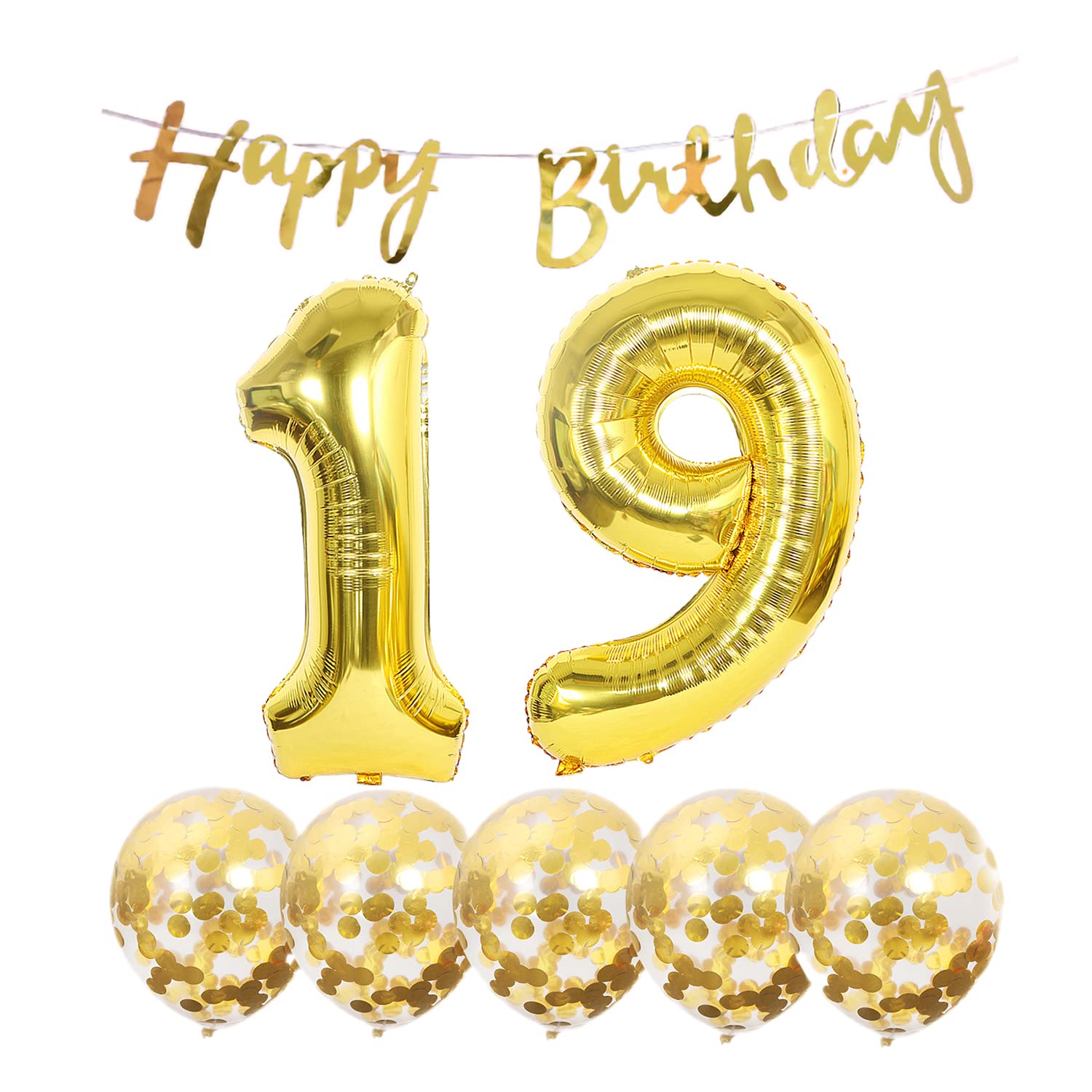 Photo 1 of 19th Birthday Decoration Happy Birthday Banner Balloons 19 Years Old Birthday Party Supplies Helium Balloons Number 19 Balloons Latex Balloon Foil Balloon, 19th Gold Birthday Party Decoration
