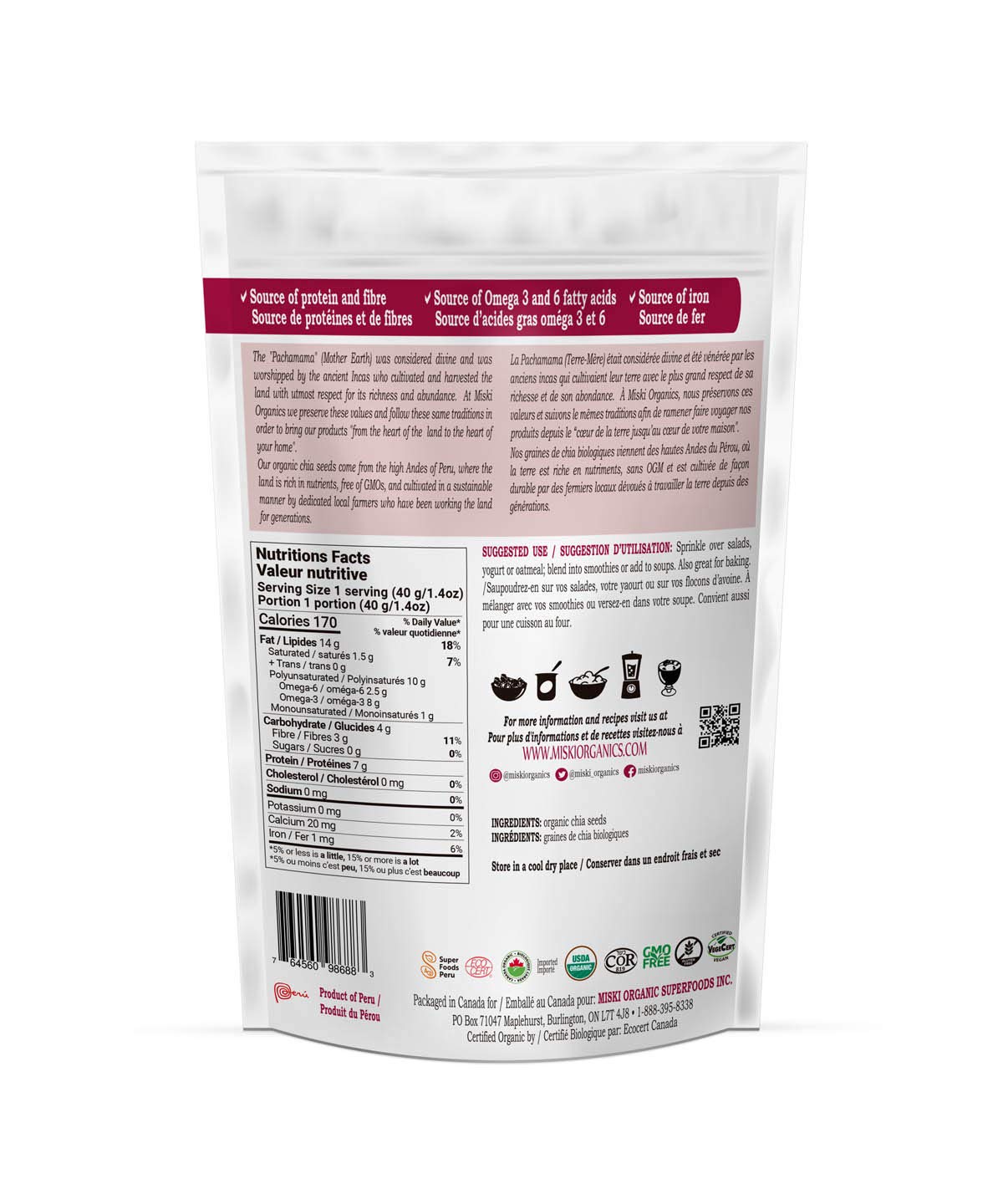 Miski Organics - Semillas de chia orgánica, 16.01 oz: Amazon ...