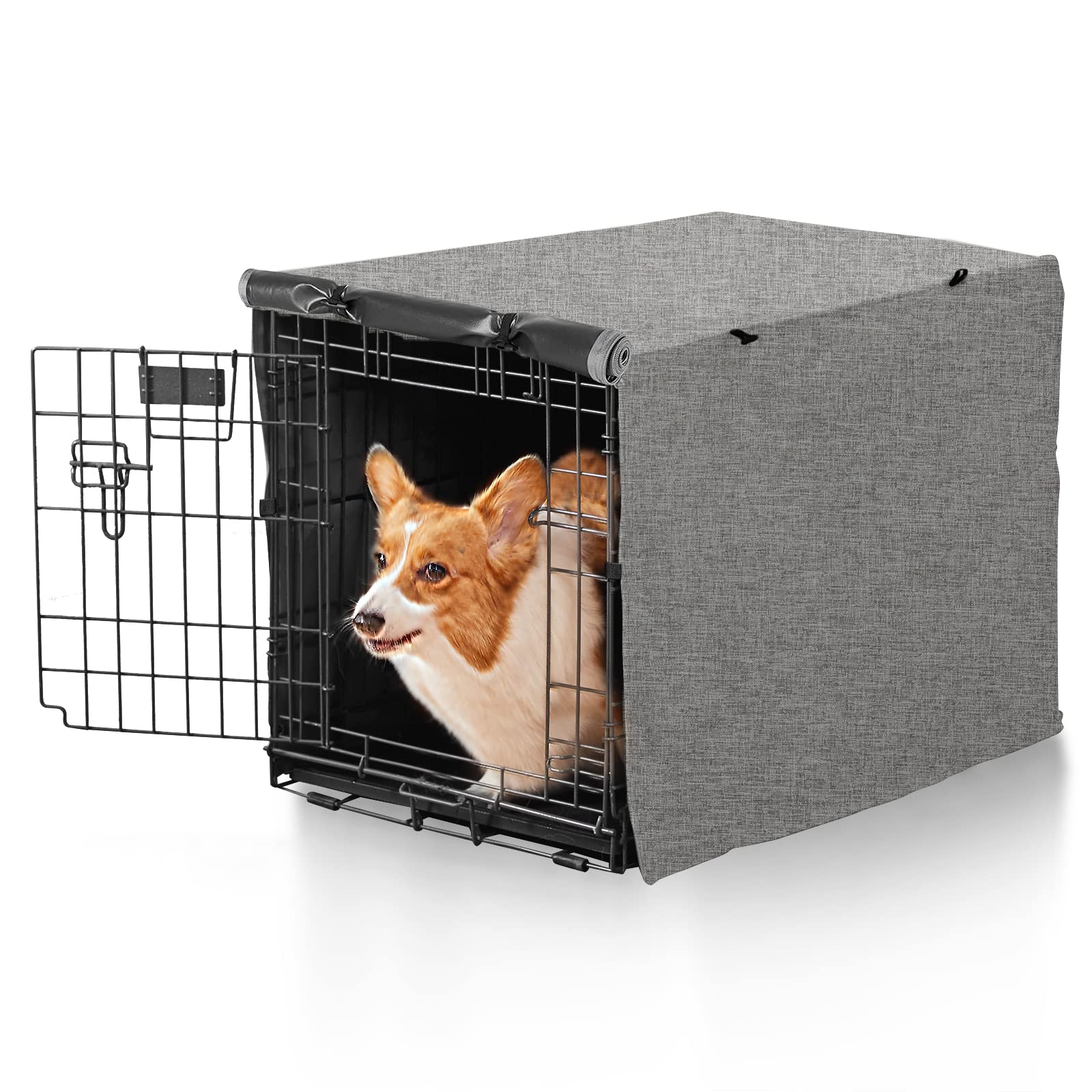 X-ZONE PET Double Door Dog Crate Cover - Polyester Pet Kennel Cover (Fits 24 30 36 42 48 inches Wire Crate)