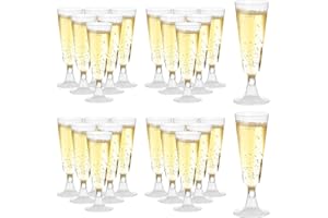 100 Pcs Plastic Champagne Flutes, Disposable Clear Champagne Glasses, 5oz Plastic Wine Glasses, Assemble Plastic Champagne Cu
