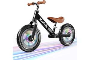 MetBelle Toddler Balance Bike 2-5 Year Olds,12”No Pedal Kids Indoor Outdoor Toy Bike 2 Year Old with Tool-Free Adjustments Seat, Lightweight First Bike Gift for 2-3 Boys Girls