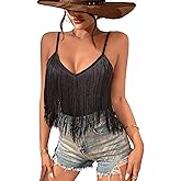 Western Cowgirl Fringe Top for Women - Country Concert Outfits Festival Tassel Hem Boho Rodeo Dress Rave Tank Shirt