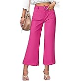 luvamia Wide Leg Jeans for Women Trendy High Waisted Flare Jeans Cropped Denim Pants Stretchy Baggy with Patch Pockets