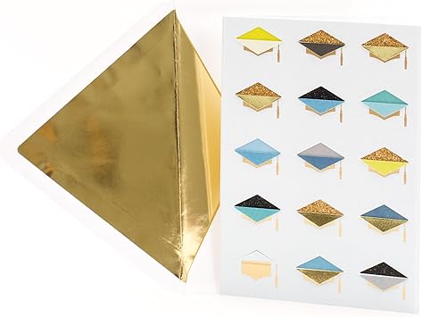 Amazon Com Hallmark Signature Money Holder Or Gift Card Holder Graduation Card Glitter Foil Graduation Caps 699ggj6472 Office Products