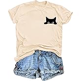 Cat Shirts for Women Funny Black Cat Tshirt Cat Mom Shirt Cute Graphic Tee Casual Short Sleeve T-Shirts