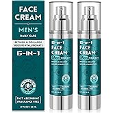 6-in-1 Face Cream for Men: Hydrating Water Based Men Face Moisturizer with Retinol, Collagen, Sodium Hyaluronate - Mens Anti Aging Face Cream for Day and Night Use