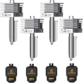 4PCS 0.4MM X2D/P2S/H2D/H2S/H2C/A1/A1 Mini/A2L Integrated Leak-Proof Hotend | With Hardened Steel Nozzle,High Temp Extruder Hot End with Silicone Cover for Bambu Lab P2S,X2D,A2L,H2,A1 Series 3D Printers