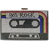 WYZIG Women Retro Radio Tape-shape Rhinestone Clutch Purse Vintage Crystal Evening Handbag Party Cocktail Shoulder Bag