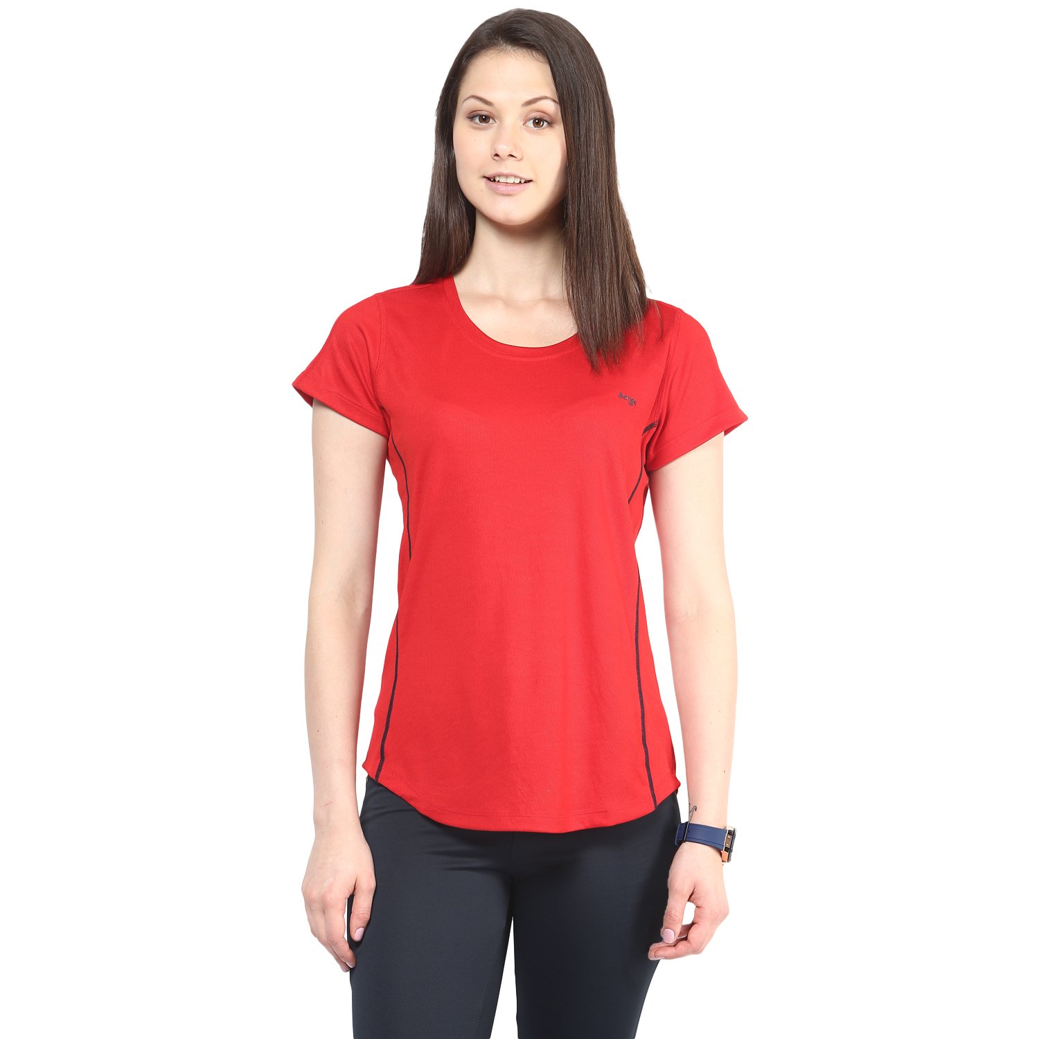 berge women's instadry round neck red tee