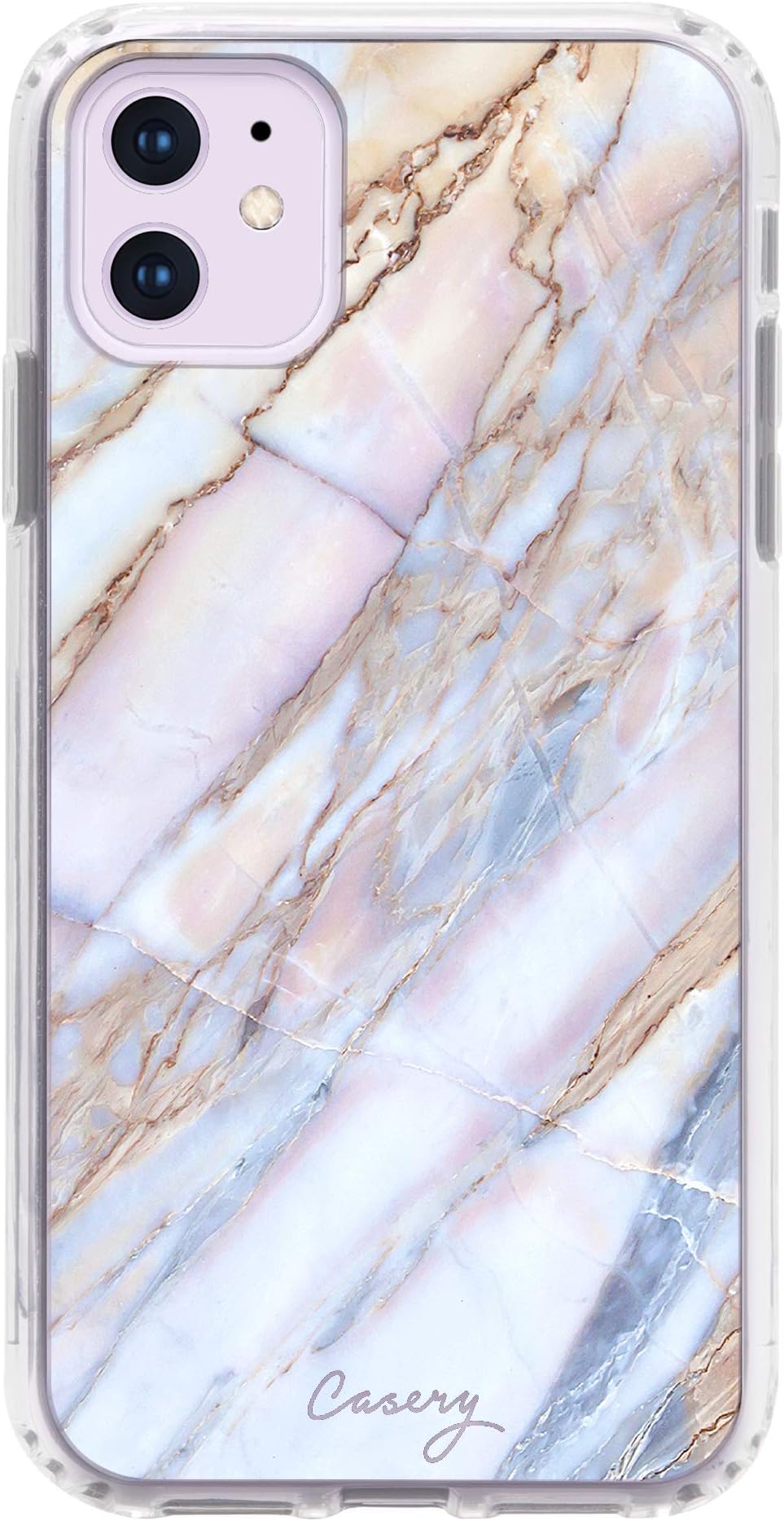 Casery iPhone XR Case, Shatter Marble (White Stone) - Military Grade Protection - Drop Tested - Protective Slim Clear Case for Apple iPhone XR