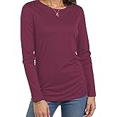 Long Sleeve Shirts for Women Crew Neck Basic Tee Fashion Womens Tops