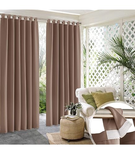 youleyar Lot de 2 rideaux d'extérieur transparents imperméables pour terrasse, voilage d'intérieur aspect lin avec passe-tringle pour salon, chambre à coucher, porche, pergola, cabane, tonnelle (254 x youleyar Lot de 2 rideaux d'extérieur transparents imperméables pour terrasse, voilage d'intérieur aspect lin avec passe-tringle pour salon, chambre à coucher, porche, pergola, cabane, tonnelle (254 x