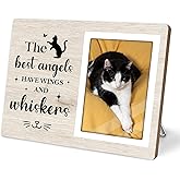 Cat Picture Frame, Cat Memorial Wooden Photo Frame, Pet Remembrance Gift, Sympathy Gift for Pet Owner, Cat Memorial Gifts for Loss of Cat, The Best Angels Have Wings and Whiskers (Beige, 4 x 6 Photo)