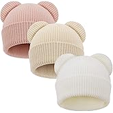 DRESHOW BQUBO Baby Beanie Winter Hat with Bear Ears Infant Toddler Knitted Warm Cap Beanies for Baby Boys Girls 0-24 Months