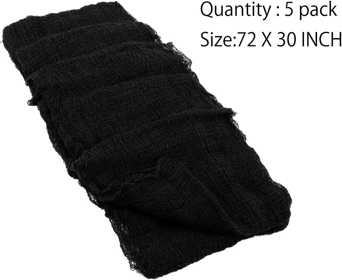 Biubee Pack of 5 Halloween Black Creepy Cloth- Spooky Fabric Cloth for Haunted House Halloween Party Doorway Outdoors Decoration (30×72inch): Toys & Games