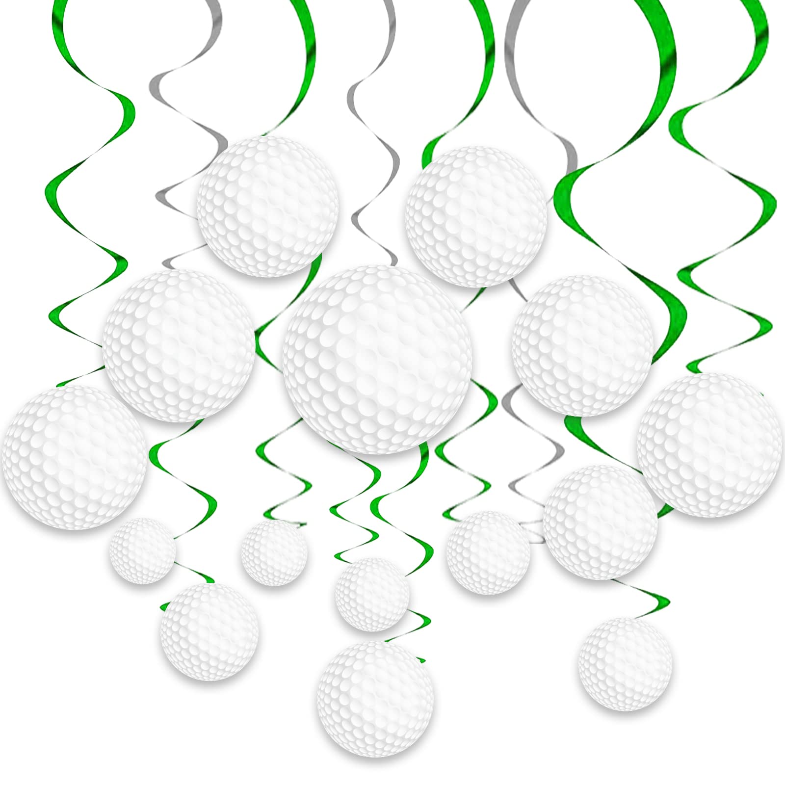 Photo 1 of 48Pcs Golf Party Decorations Hanging Swirls, Golf Theme Party Supplies Birthday Golf Sports Cutouts Foil Streamers Wall Ceiling Hanging Spirals Decor for Boys Kids Men