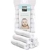 Kushies Lot de 6 gants de toilette en coton doux pour bébé - Blanc - Pour fille