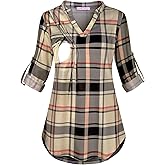 Joymom Maternity Rolled Long Sleeve Nursing Tops Tunic Blouses Breastfeeding