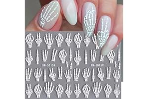 POWPOP Fantasy Bone Skeleton Design 5D Embossed Nail Art Stickers Decals - 2PCS Halloween Nail Stickers & Supplies