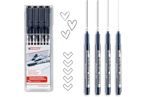 edding 1880 profipen - black - set of 4 -line width 0.25-0.7 mm-fineliner pen for precise writing, sketching and technical drawing - fine, metal-encased nib - suitable for use with rulers and stencils