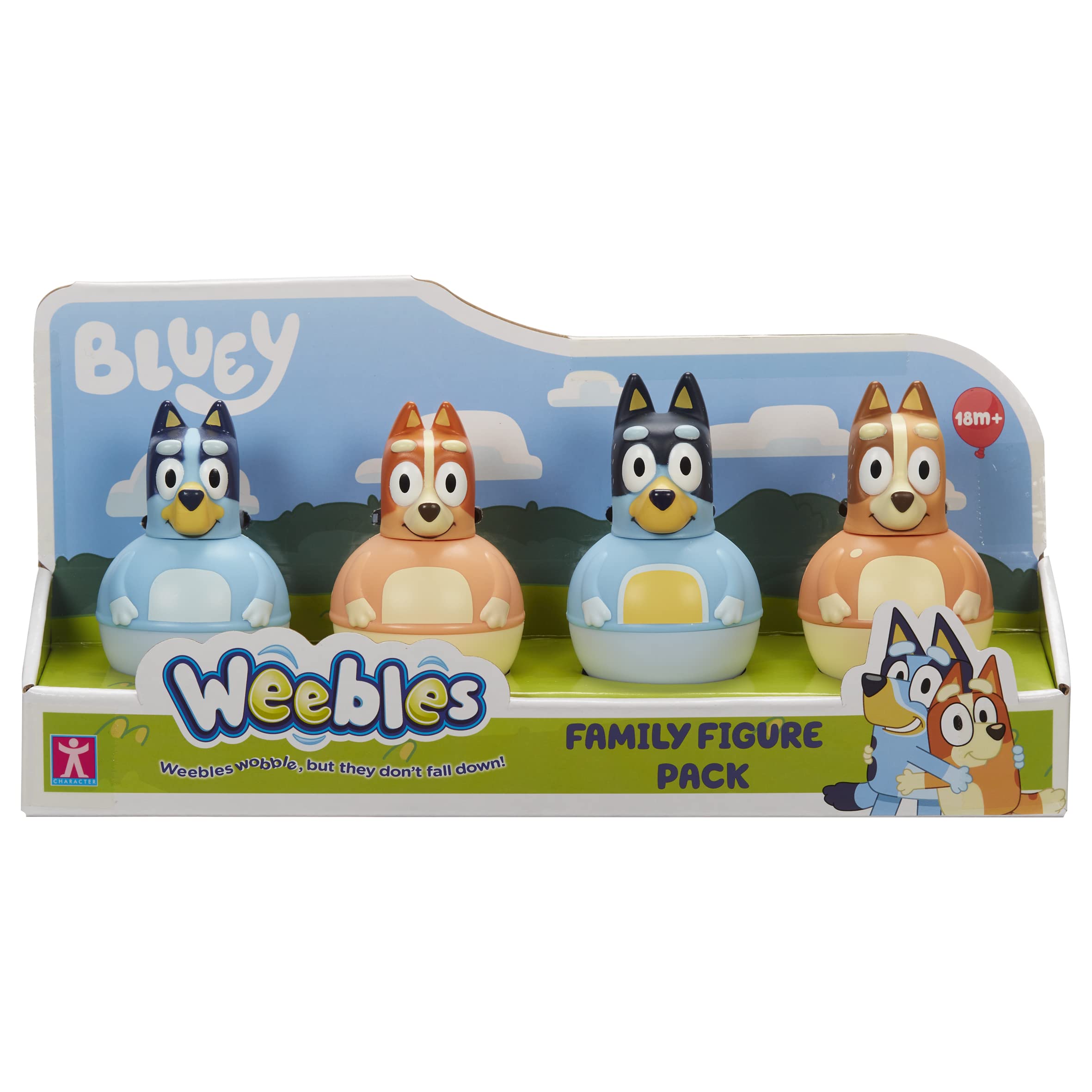Character Options 07717 Four Pack, Weebles Wobble, Preschool Figures, Bluey Toys for 18mth+