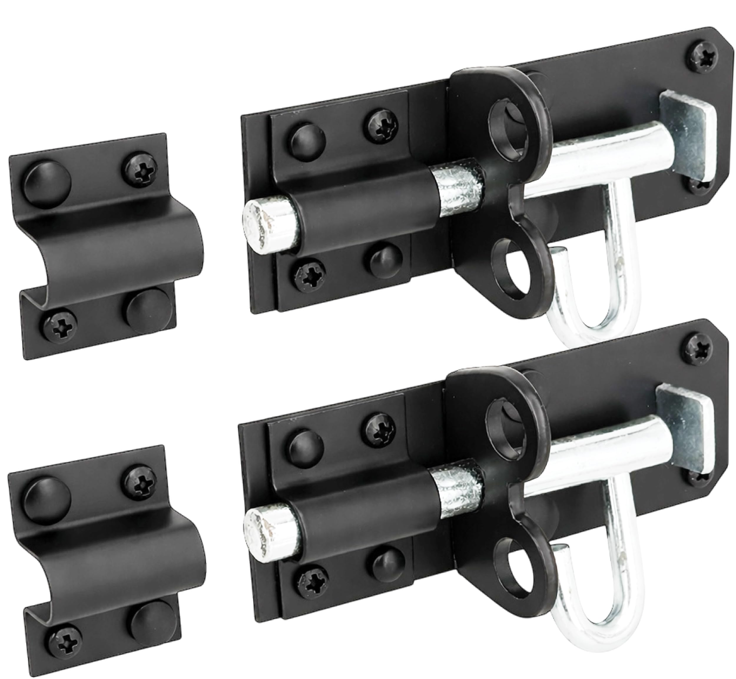 IRONTITE 2 Pack Black Brenton Bolt Gate Bolt 100mm (4"), Ideal Door Bolt Lock For Gates, Sheds, Barns etc. Heavy Duty Gate Lock Bolts. Garden Gate Bolts For Wooden Gates Including Fixings.