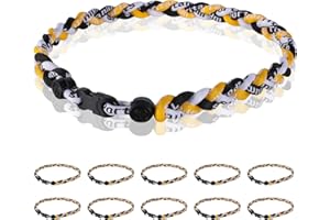 Midtatus 12 Pack Baseball Necklace 18inch, Team Gift for Baseball Funs, Three Braided Titanium Tornado Rope Design, with Muti - Color for Pick