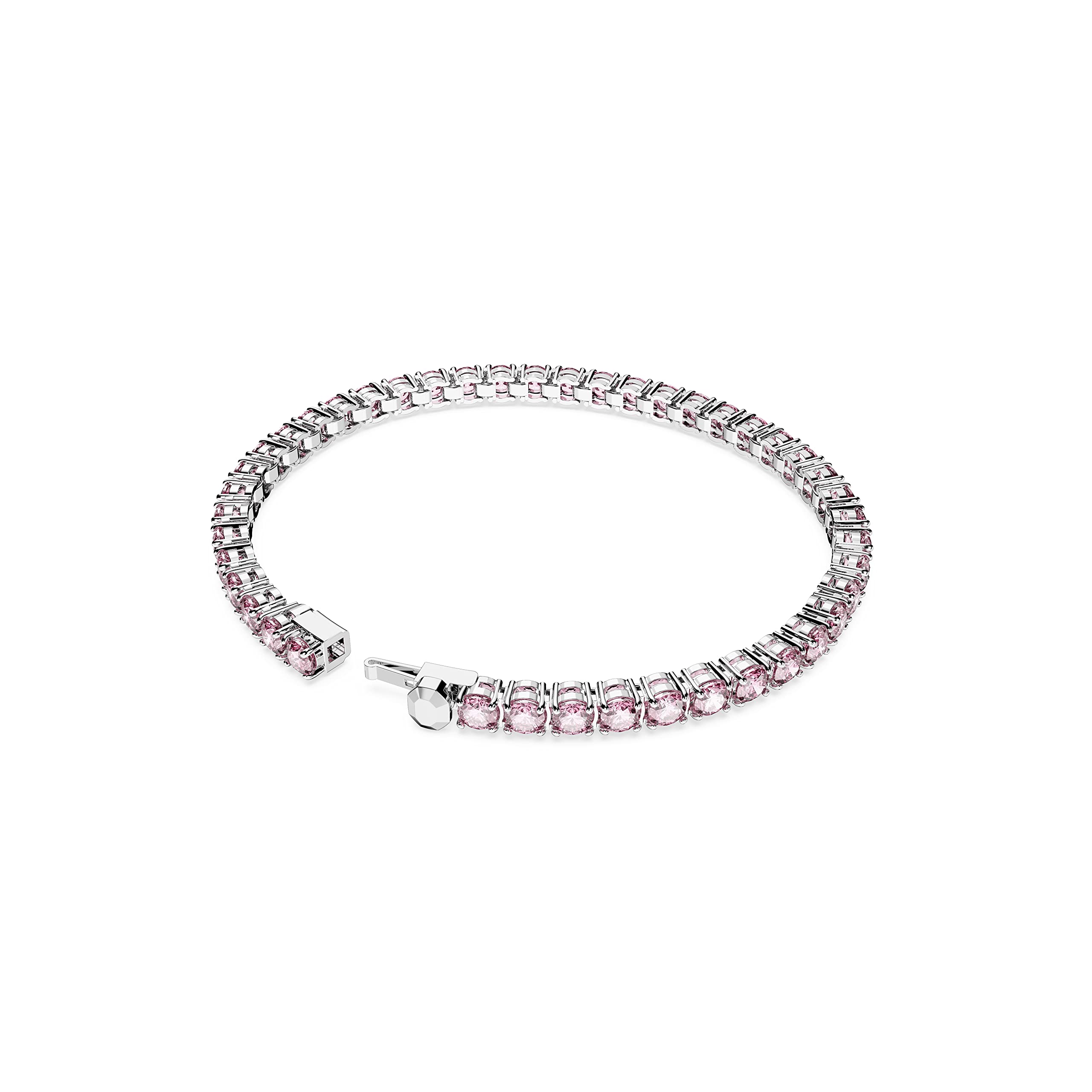 Swarovski Matrix Tennis Bracelet, Round Cut Crystals, Pink, Blue, Black, Clear, Rhodium, Gold-Tone and Rose Gold-Tone Finishes
